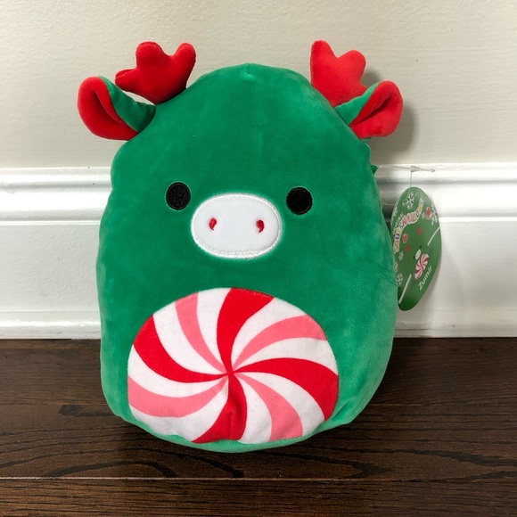 *NWT* Squishmallows Holiday 8” Zumir the Peppermint Moose Red/Green Plush Toy - Picture 1 of 8